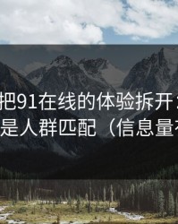 我用7天把91在线的体验拆开：最关键的居然是人群匹配（信息量有点大）