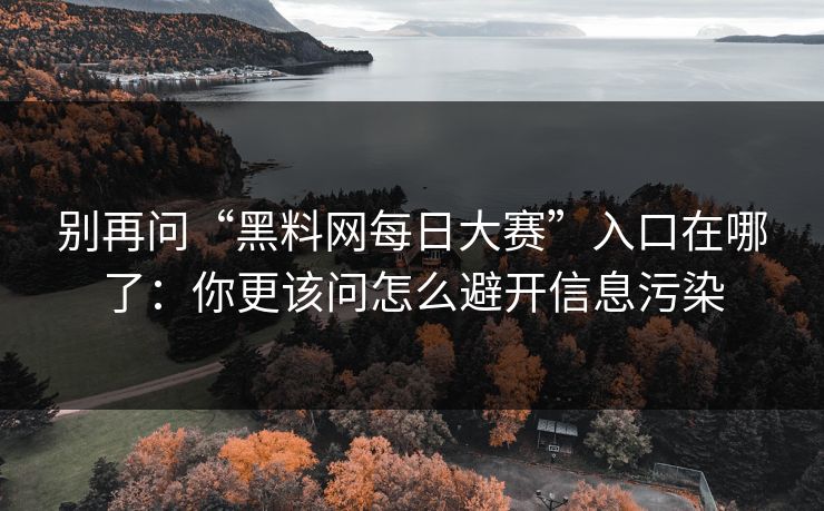 别再问“黑料网每日大赛”入口在哪了：你更该问怎么避开信息污染